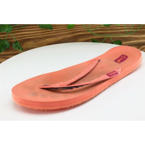Sanuk Sz 10 M‎ Orange Flip Flop Fabric Women Sandals - Picture 1 of 8